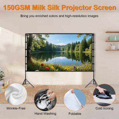 100"/120" Projector Screen with Stand | 16:9 4K HD Foldable Portable Movie Screen with Carry Bag