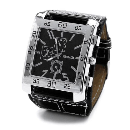 Men’s Military-Style Watch | Square Dial with Simulated Three-Layer Design