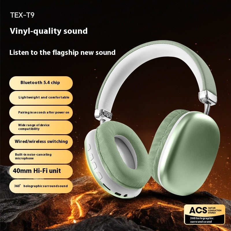 TEX-T9 Bluetooth Headset | Wireless Head-Mounted Headphones with Stereo Sound for Calls, Music & Daily Use