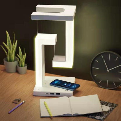 Creative Floating Wireless Charging Table Lamp | Suspension Balance Lamp with Wireless Charger for Bedroom & Home Décor
