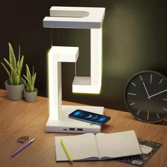 Creative Floating Wireless Charging Table Lamp | Suspension Balance Lamp with Wireless Charger for Bedroom & Home Décor