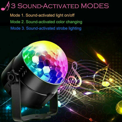 LED Disco Party Light | Sound-Activated Strobe DJ Ball Lamp for Dance, Events & Party Decorations
