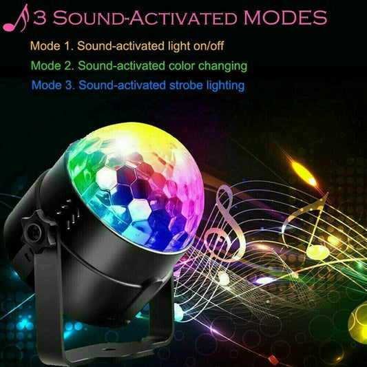 LED Disco Party Light | Sound-Activated Strobe DJ Ball Lamp for Dance, Events & Party Decorations