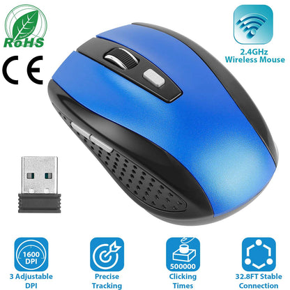2.4G Wireless Gaming Mouse with USB Receiver | Optical Mouse with 3 Adjustable DPI & 6 Buttons for PC, Laptop & MacBook