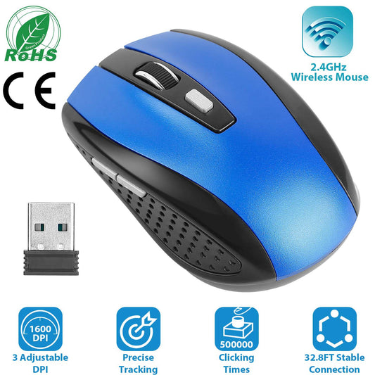 2.4G Wireless Gaming Mouse with USB Receiver | Optical Mouse with 3 Adjustable DPI & 6 Buttons for PC, Laptop & MacBook