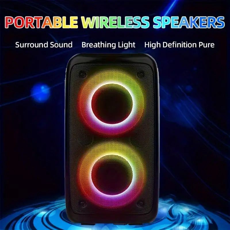 Wireless Boombox Speaker with Subwoofer | Large Stereo Bluetooth Speaker with Disco Lights, TWS, TF Card & AUX for Outdoor Parties