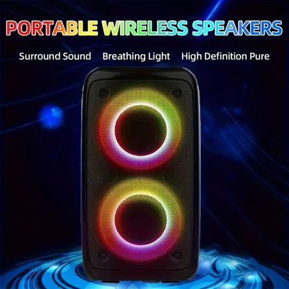 Wireless Boombox Speaker with Subwoofer | Large Stereo Bluetooth Speaker with Disco Lights, TWS, TF Card & AUX for Outdoor Parties