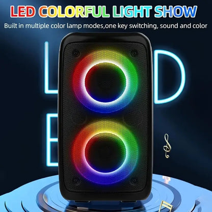 Wireless Boombox Speaker with Subwoofer | Large Stereo Bluetooth Speaker with Disco Lights, TWS, TF Card & AUX for Outdoor Parties