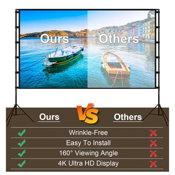 100"/120" Projector Screen with Stand | 16:9 4K HD Foldable Portable Movie Screen with Carry Bag