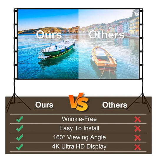 100"/120" Projector Screen with Stand | 16:9 4K HD Foldable Portable Movie Screen with Carry Bag